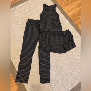 Sanctuary Black and White Striped Pajama Set
